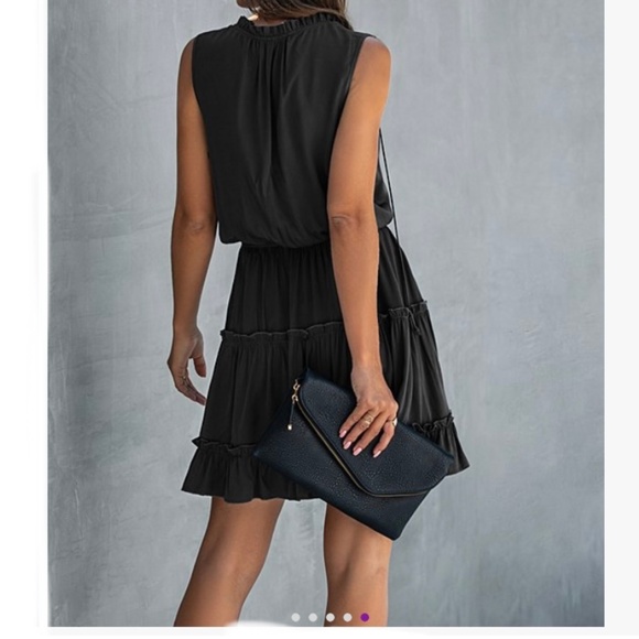 Black Tie-Neck Sleeveless A-Line Dress, M, NWOT - Picture 3 of 7